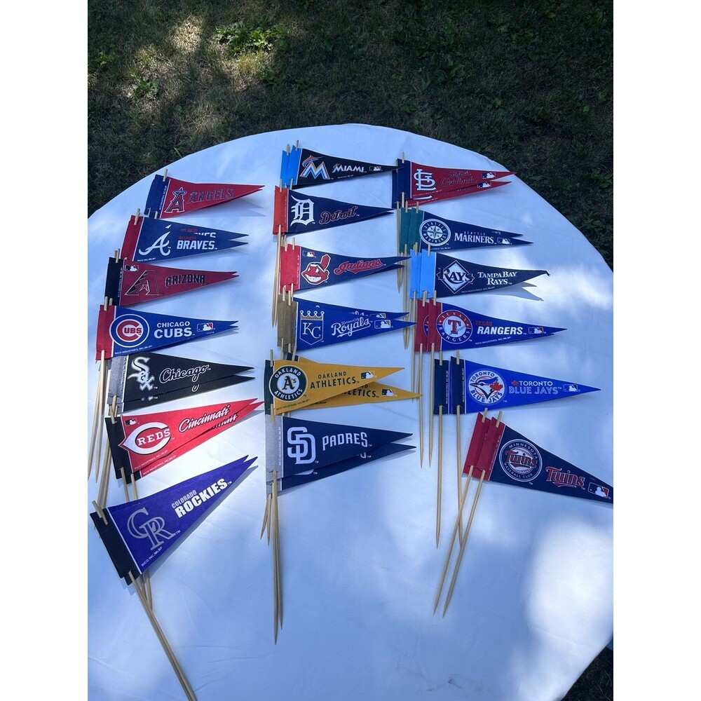 Major League Baseball Mini Felt Pennants RICO Lot Of 43 (19 Doubles + 7 Singles)